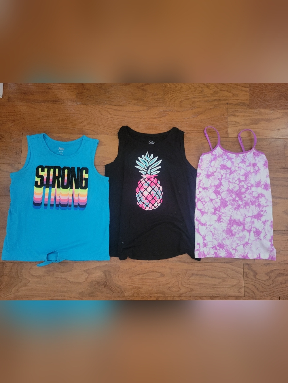 Justice Black Pineapple Tank Top with Neon Accents
